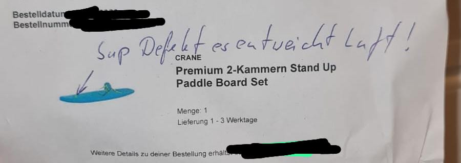 Standup Paddle Board Set beschädigt! defekt