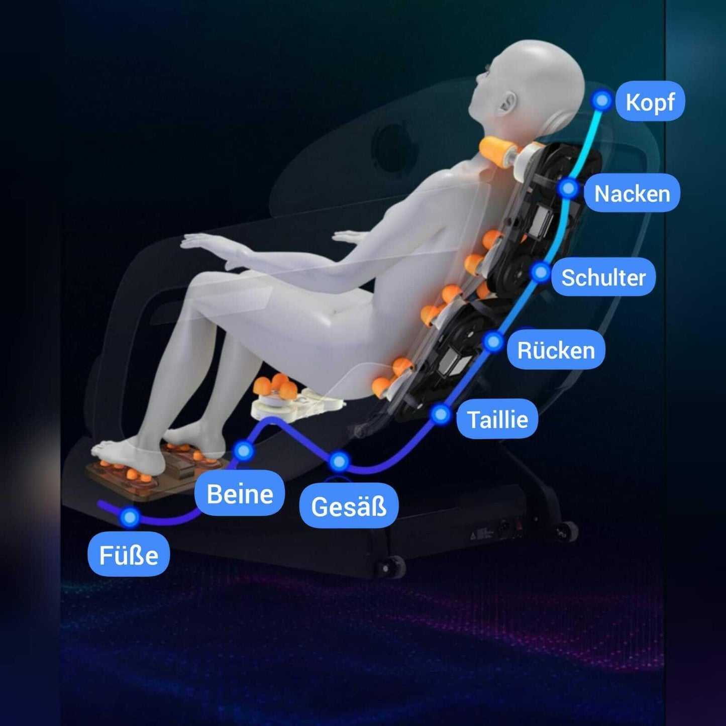 XXL Massagesessel mit Zero G Position, Heizung, 3D Massage, Bluethooth - MeinSchnapper dein Discounter.