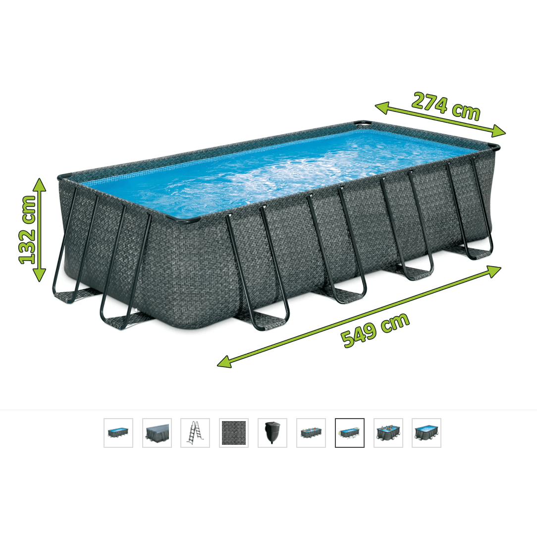 Pool Swimming Pool Rattanoptik mit Leiter Skimmer Abdeckplane - MeinSchnapper dein Discounter.